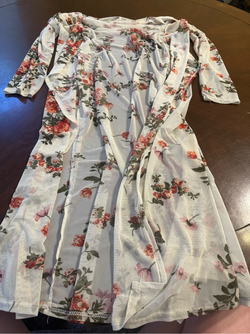 Lightweight White Floral Open-Front Cardigan